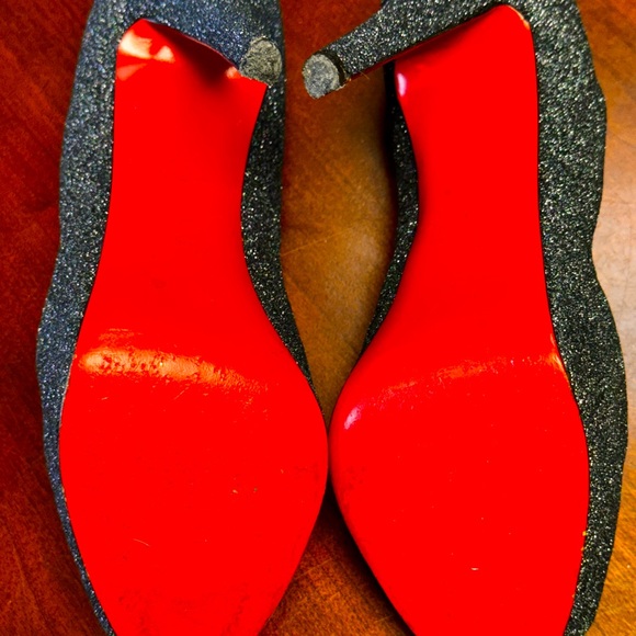 Beautiful Slate Grey Glitter Christian Louboutin Lady Peep Heels EU 38.5 EUC - Picture 5 of 10